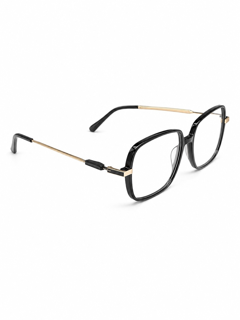 +1.0 Black and Gold Square Frame Glasses